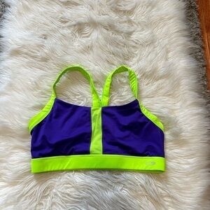 Purple & green sports bra